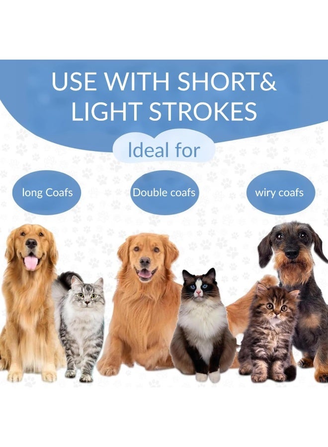 مشط تنظيف الحيوانات الأليفة - أداة مزدوجة الجوانب لإزالة الشعر المتساقط، مشط لإزالة الطبقة السفلية من الشعر للكلاب والقطط، فرشاة تنظيف واسعة جدًا للكلاب ومشط لإزالة الشعر المتساقط للشعر الطويل، يقلل التساقط بنسبة 95% (برتقالي) - Image 5